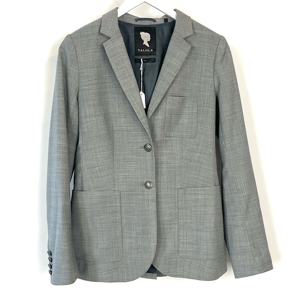 Aritzia Talula Exeter Grey Wool-Blend Tailored Blazer
